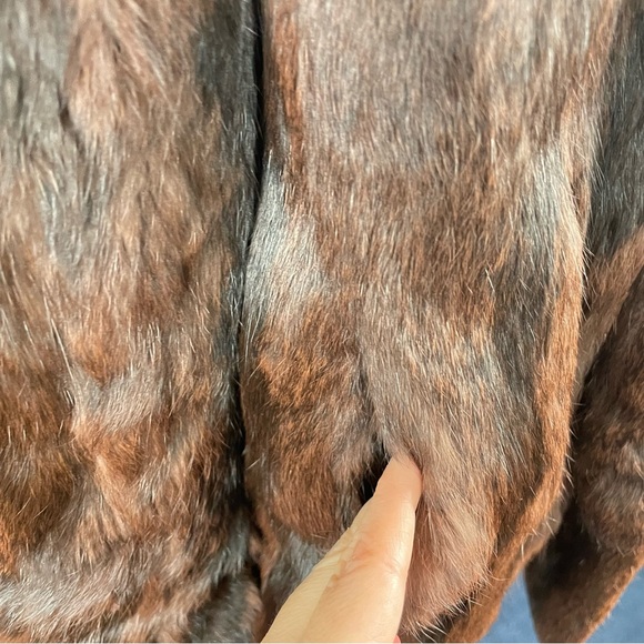 Real fur brown winter Coat Jacket large rabbit women’s - Picture 10 of 12